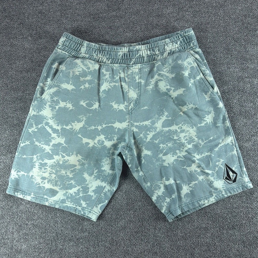 Volcom Mens Tie Dye Fleece Shorts Blue Size L Beach Summer Casual Skate Surf